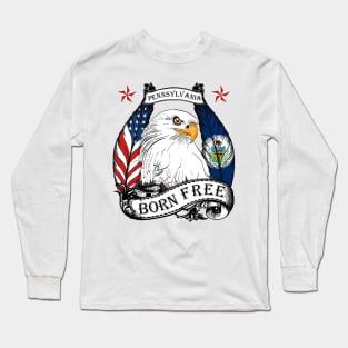 USA Pennsylvania Eagle - Born Free Long Sleeve T-Shirt